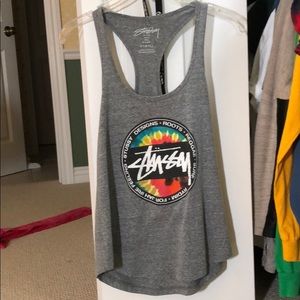 grey stussy tank top from urban outfitters